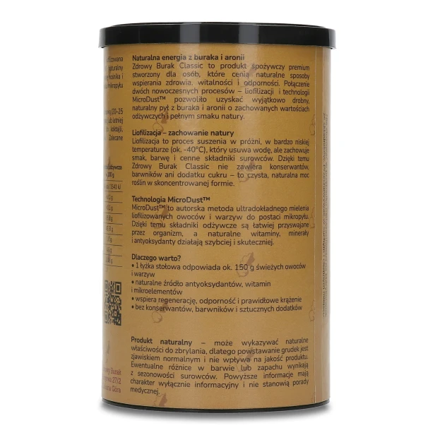 Zdrowy Burak Classic 250 g – skład i informacje na opakowaniu