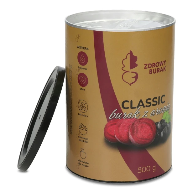 Tuba Zdrowy Burak Classic 500 g obok proszku